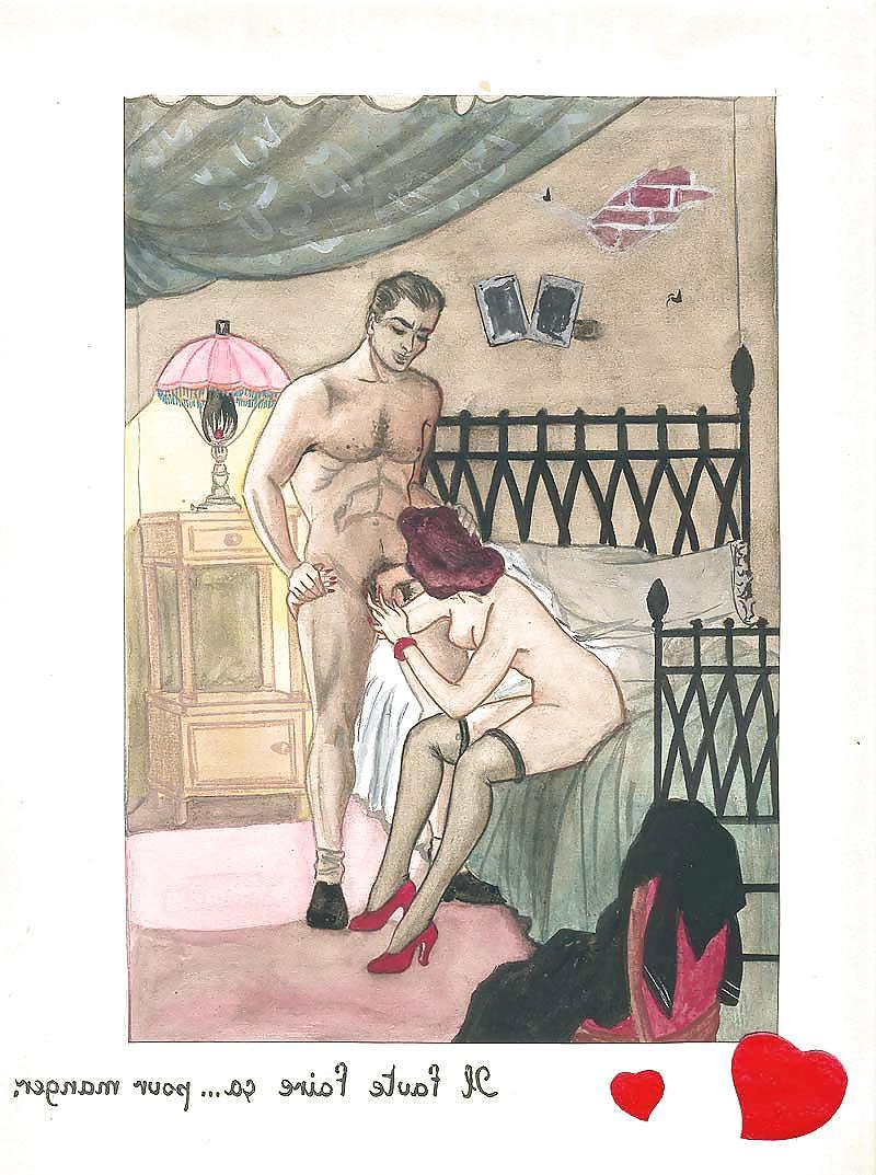 12P Them. Drawn Ero Art 6 - French Postcards (4) for WALKINGWITH