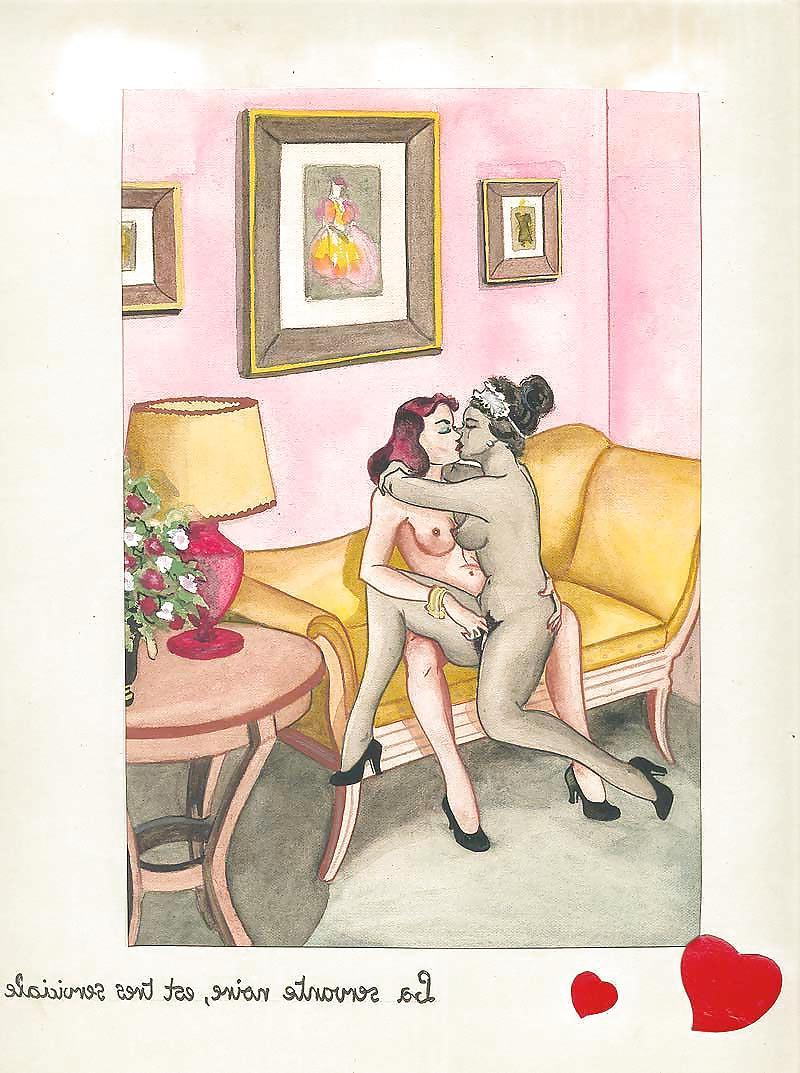 12P Them. Drawn Ero Art 6 - French Postcards (4) for WALKINGWITH