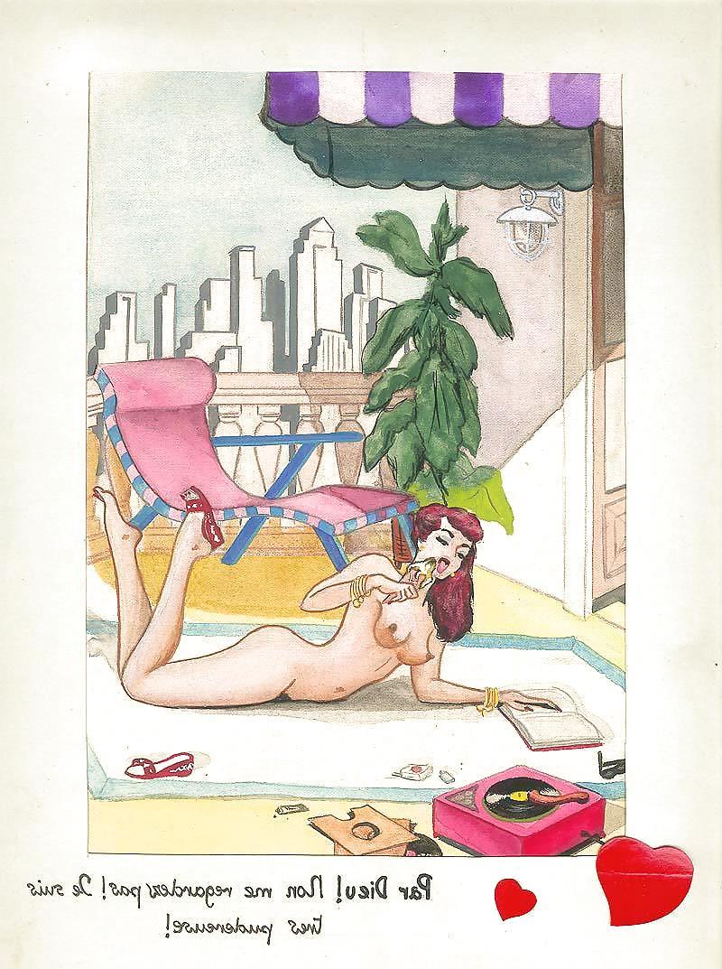 12P Them. Drawn Ero Art 6 - French Postcards (4) for WALKINGWITH