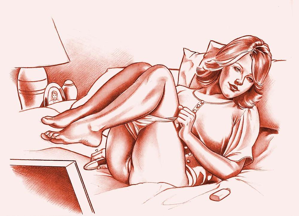 25P Sammlung gezeichneter Kunst von Ehefrauen und Müttern