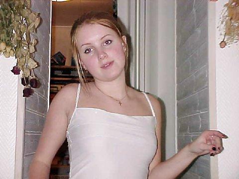 18P Cute blonde stripping for her BF then sucking his cock