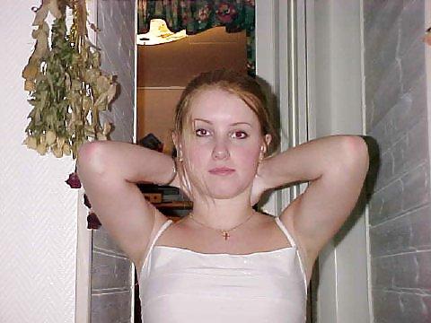 18P Cute blonde stripping for her BF then sucking his cock