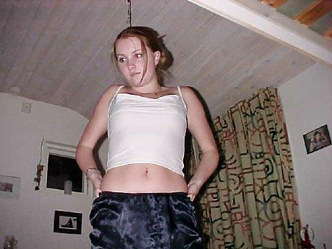 18P Cute blonde stripping for her BF then sucking his cock