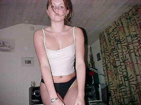 18P Cute blonde stripping for her BF then sucking his cock