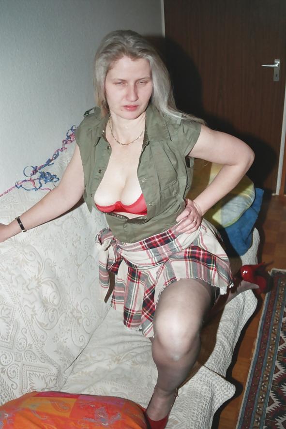 10P SAG - Boobed Bitch In Short Plaid Skirt Straps Stockings 03