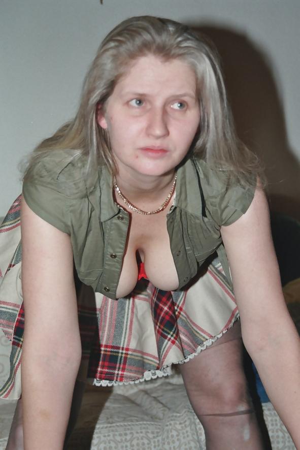 10P SAG - Boobed Bitch In Short Plaid Skirt Straps Stockings 03