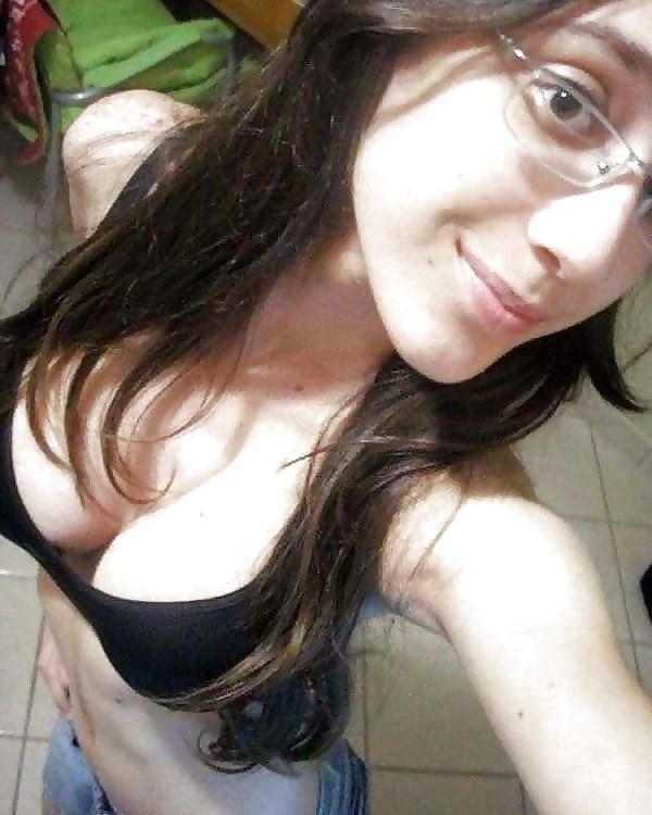 16P Cute teens in glasses show pussy ass tits