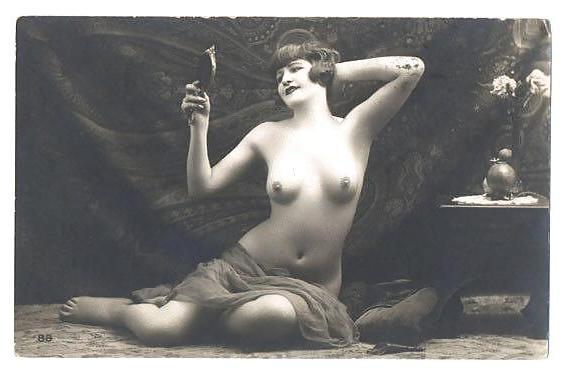 21P Vintage Erotic Photo Art 19 - Girls and Mirror