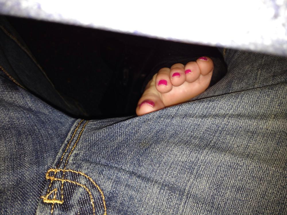 8P Bored on the train, toes out