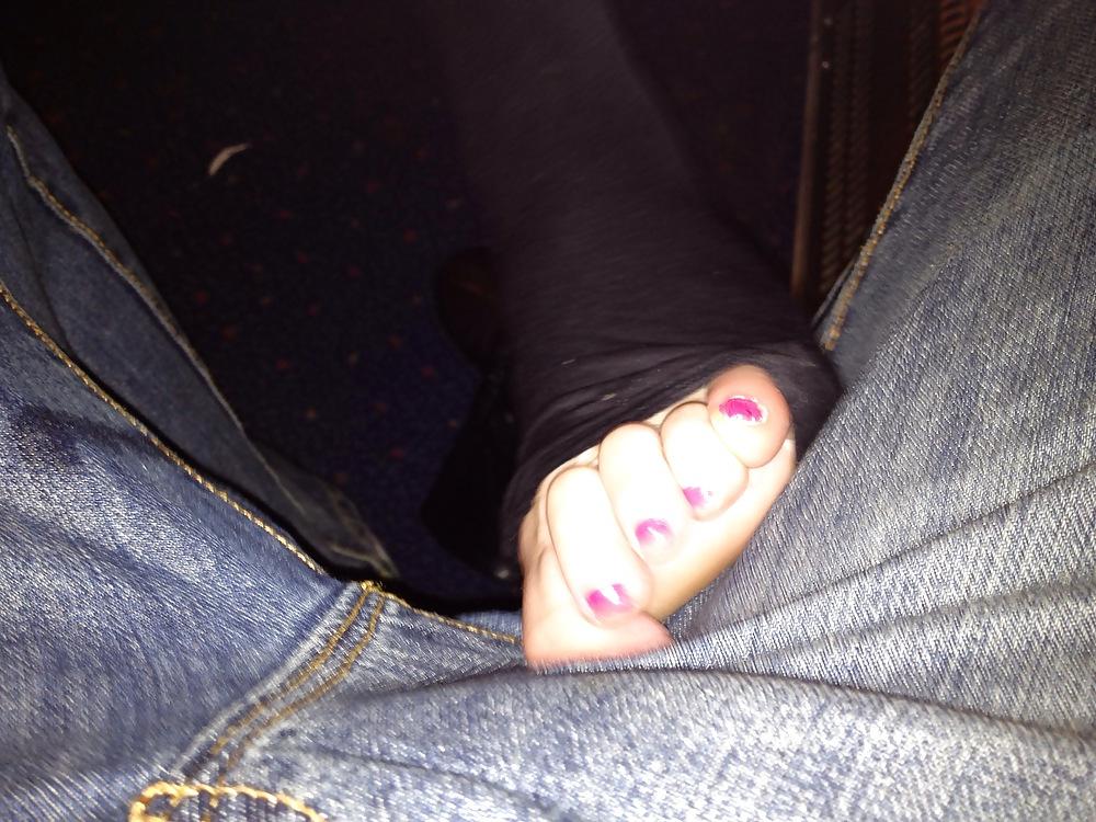 8P Bored on the train, toes out