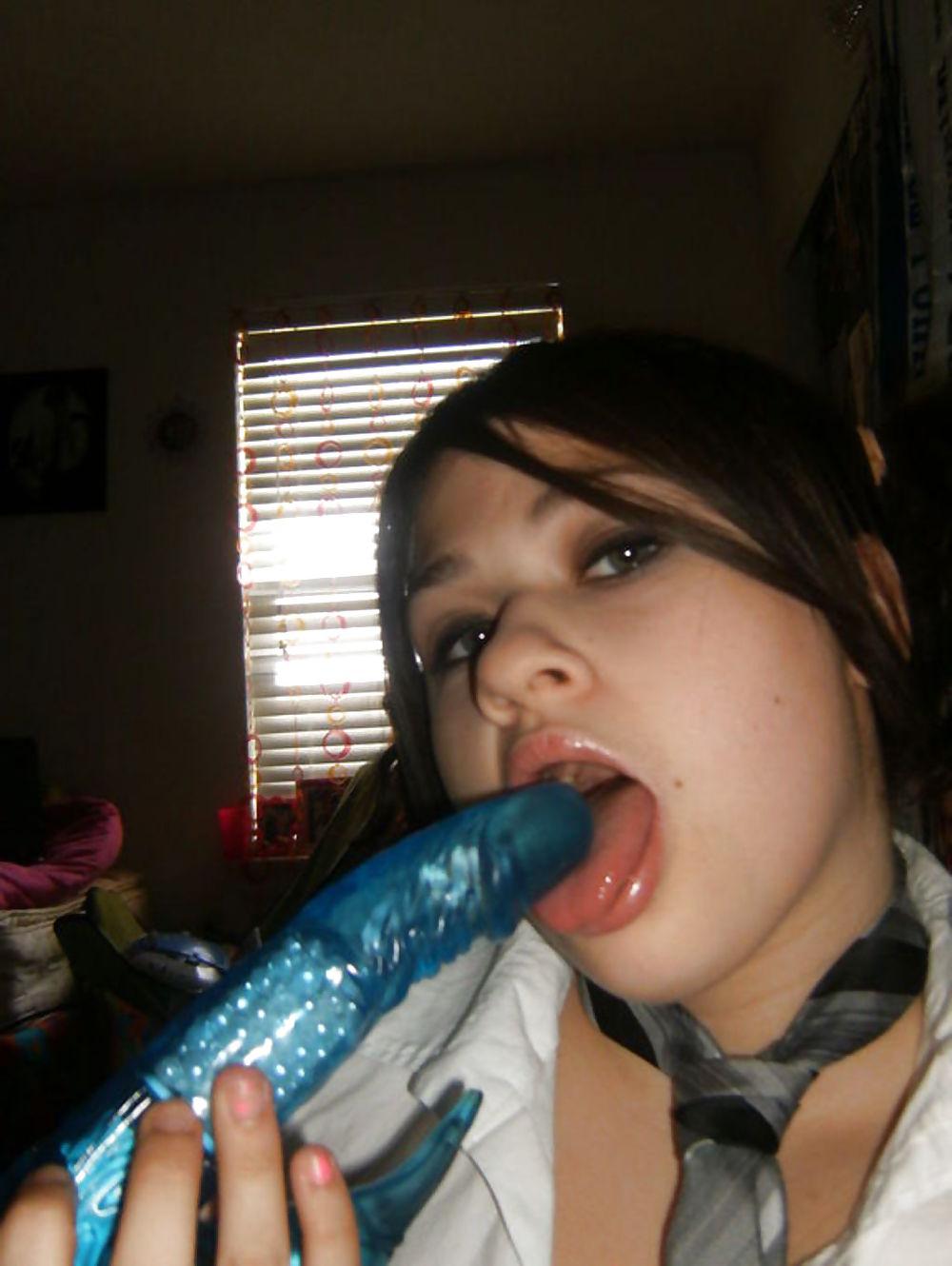 25P Chubby teen girl playing with dick and dildo