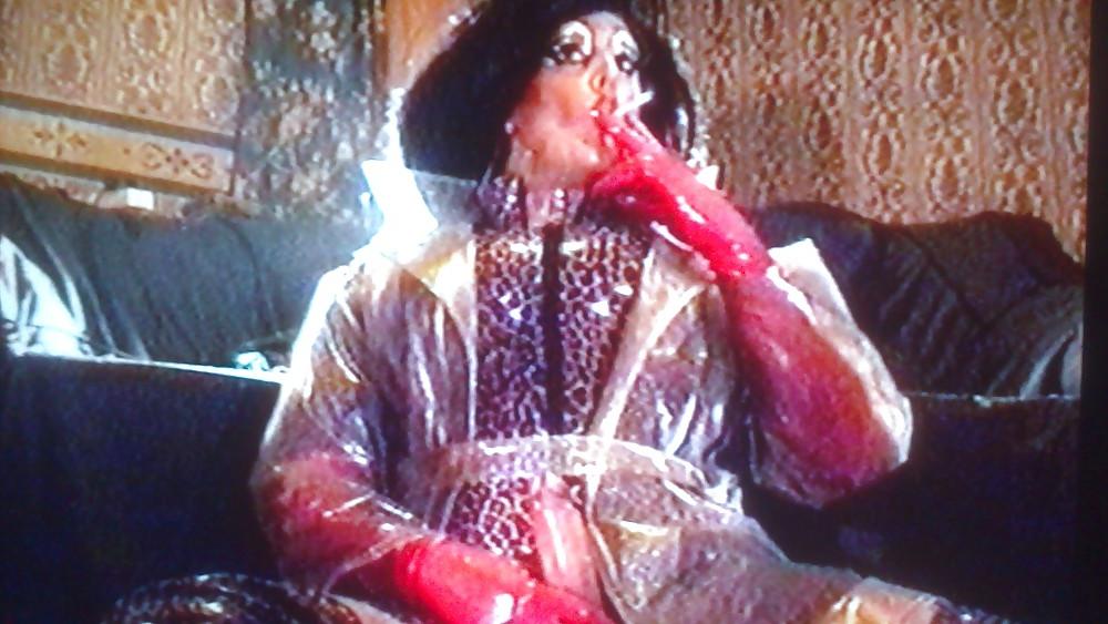 24P Clear PVC mac n leopard smoking wank