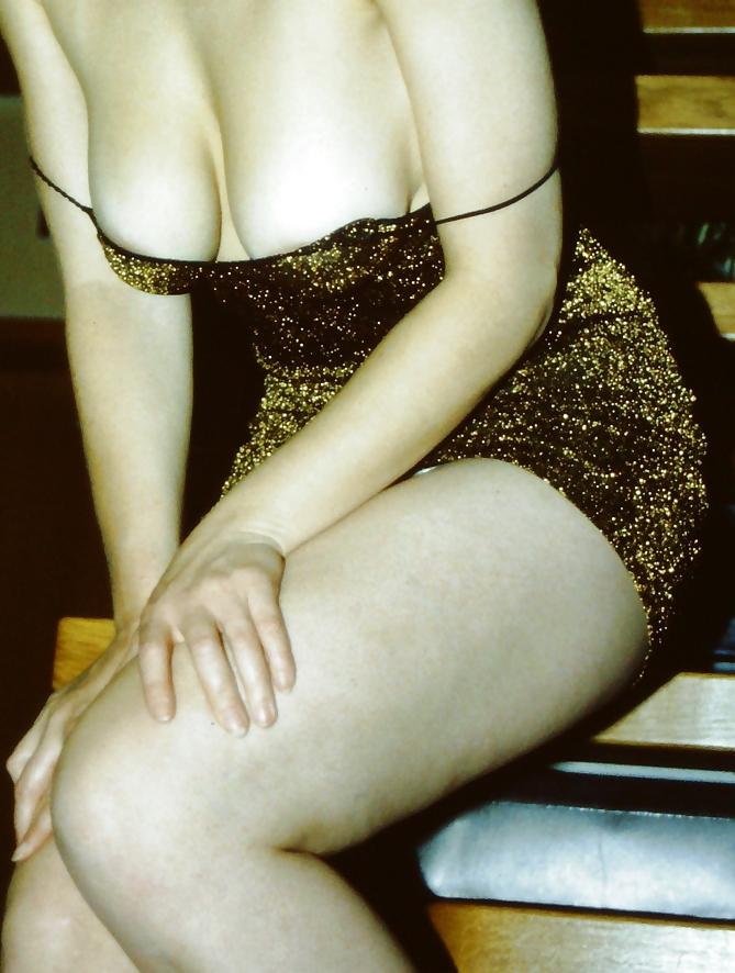 15P SAG - Young Bitch's Tits In Gold Spaghetti Straps Dress 07