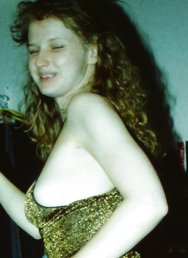 15P SAG - Young Bitch's Tits In Gold Spaghetti Straps Dress 03