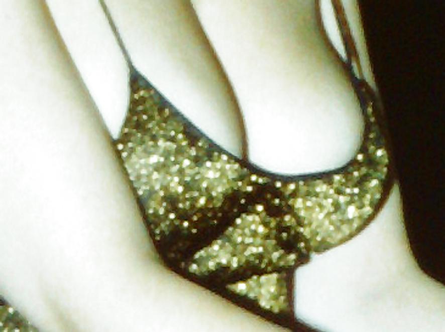 15P SAG - Young Bitch's Tits In Gold Spaghetti Straps Dress 03