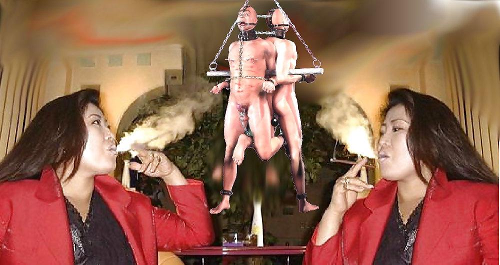 19P Slaves in Mistress' More 120's Cigarette Fetish Art