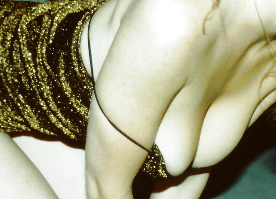 15P SAG - Young Bitch's Tits In Gold Spaghetti Straps Dress 08