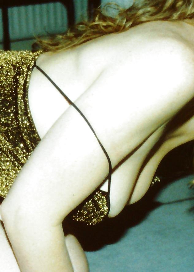 15P SAG - Young Bitch's Tits In Gold Spaghetti Straps Dress 08