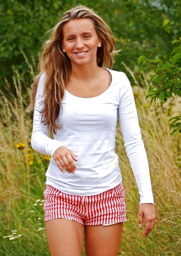 25P Private Outdoor Striptease of a cute German Teen at a lake