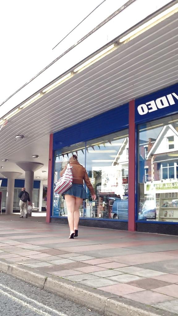 9P Chubby slut in pleated mini skirt