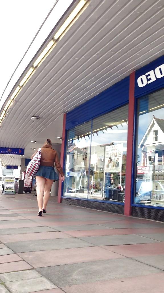 9P Chubby slut in pleated mini skirt