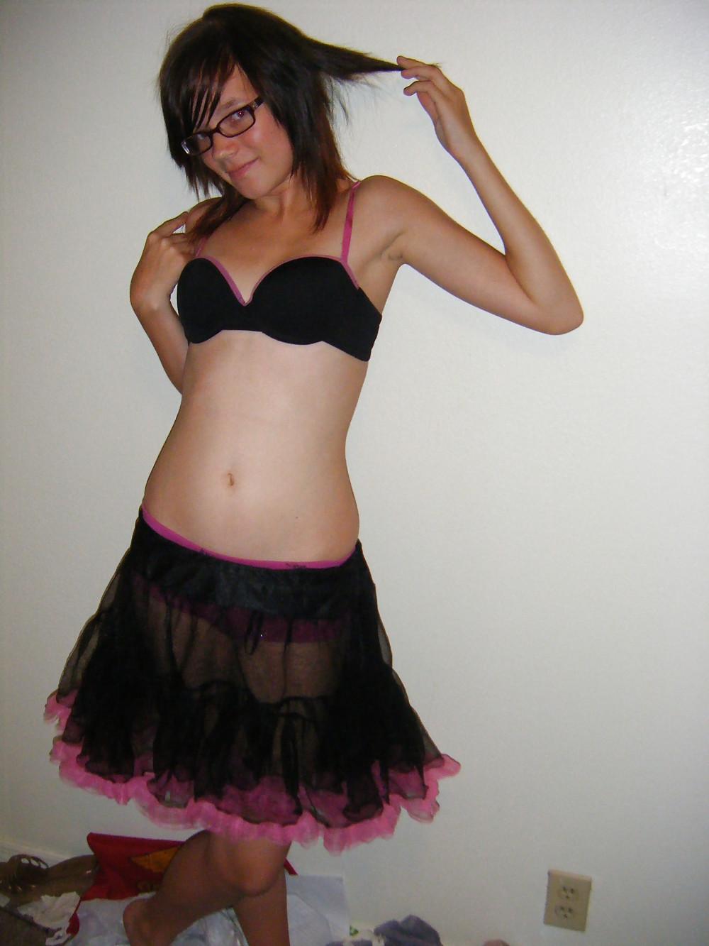 16P Cute brunette teen in glasses!