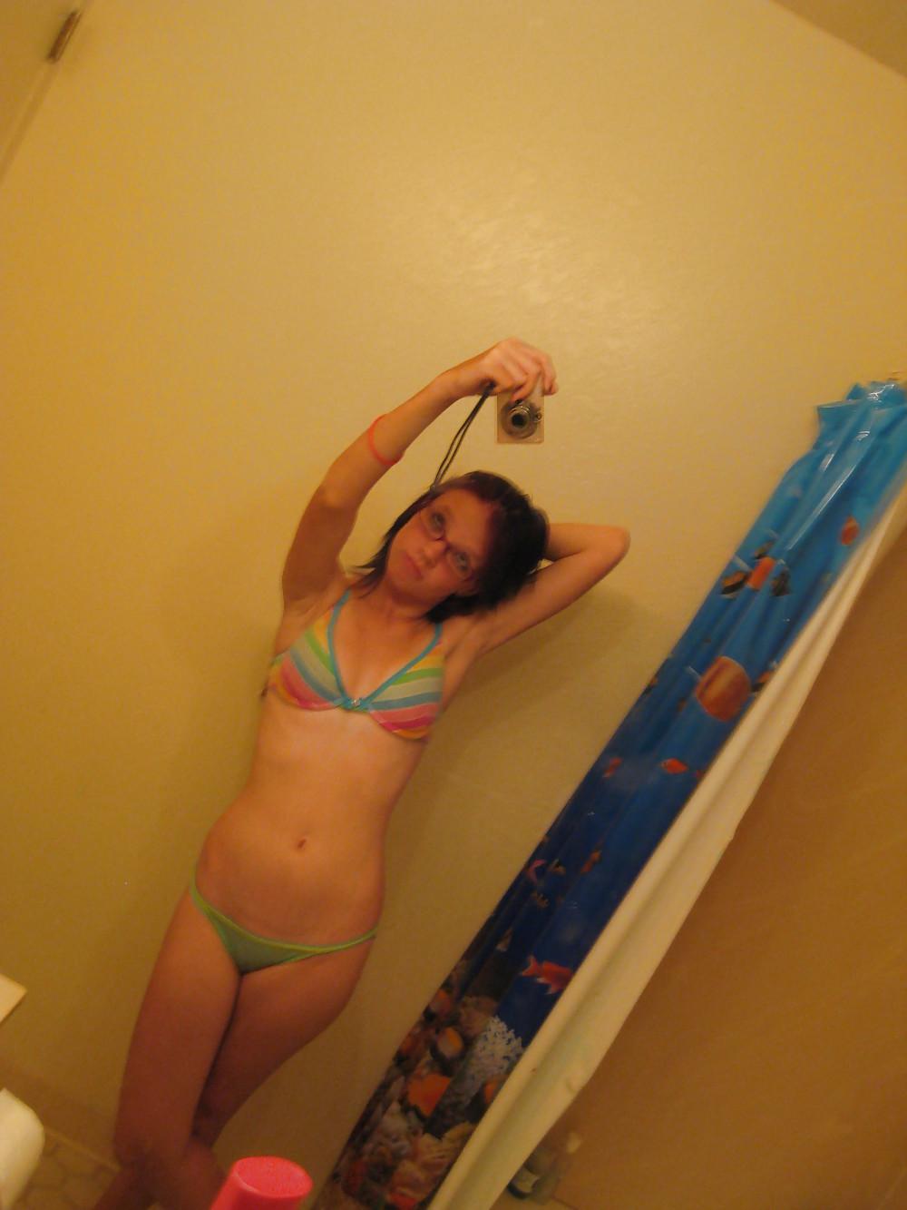 16P Cute brunette teen in glasses!