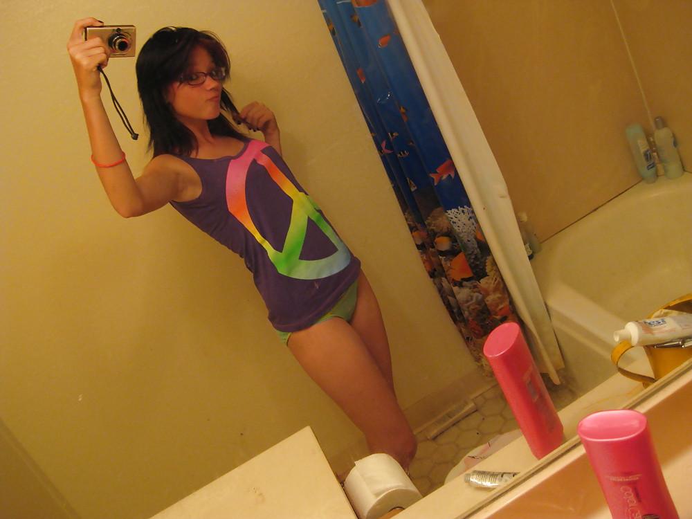 16P Cute brunette teen in glasses!