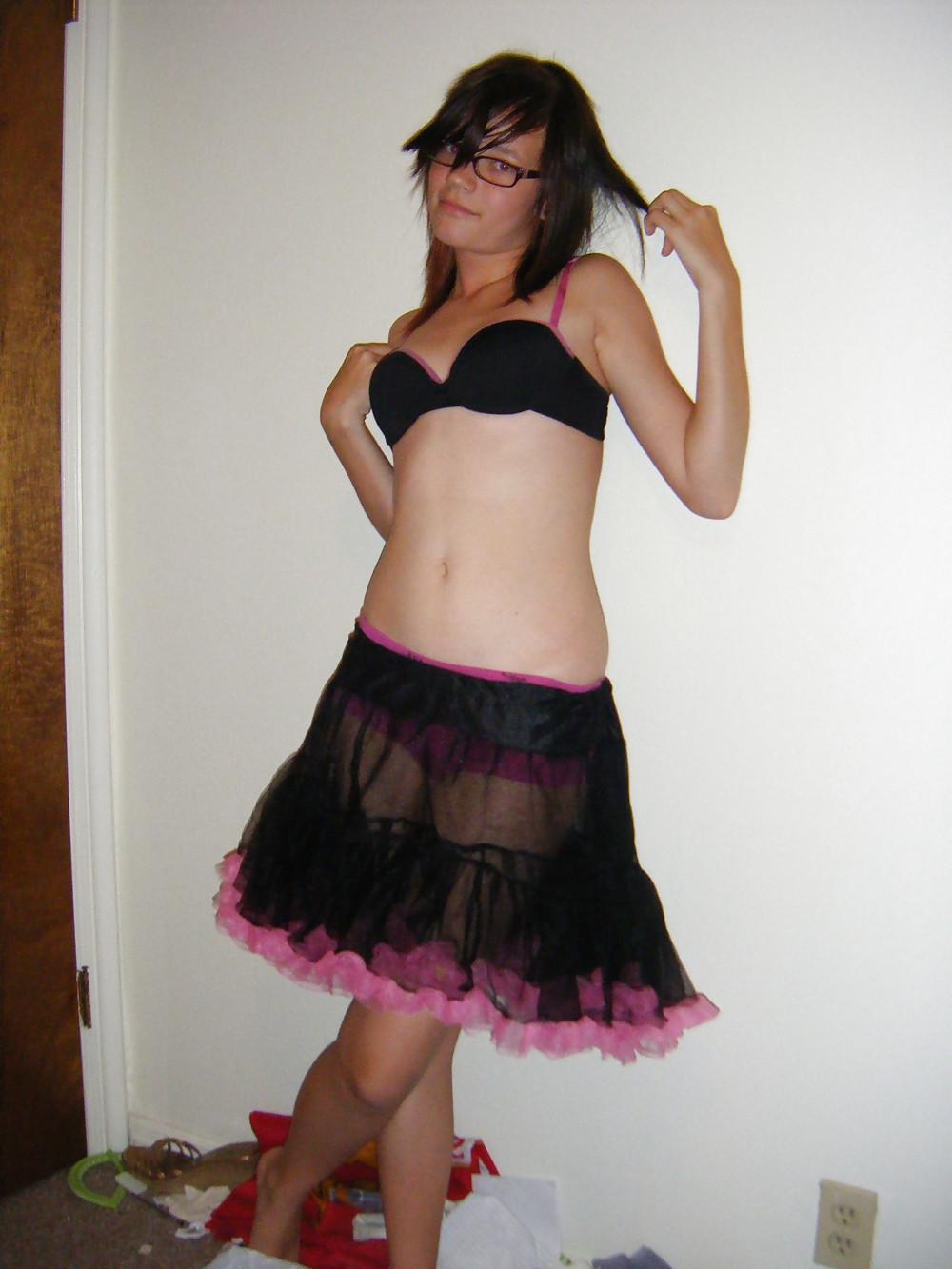 16P Cute brunette teen in glasses!