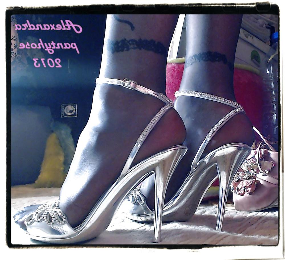 16P My legs and feet new sandals color silver  and pantyhose  06