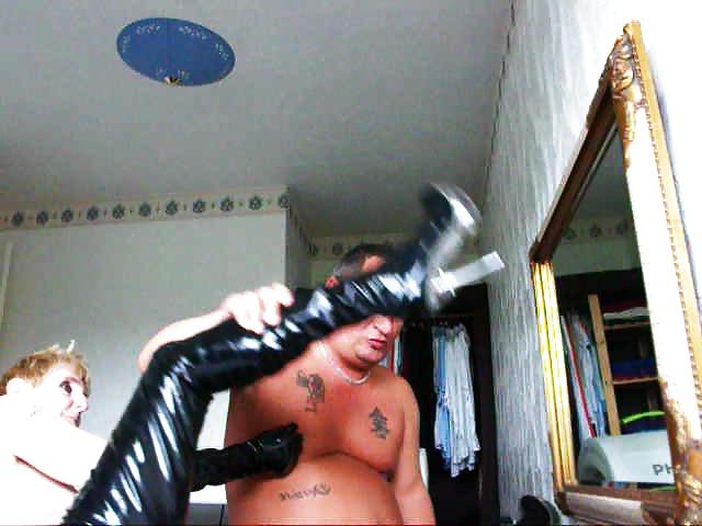 9P Frau und ich....Glänzende PVC-Hose...