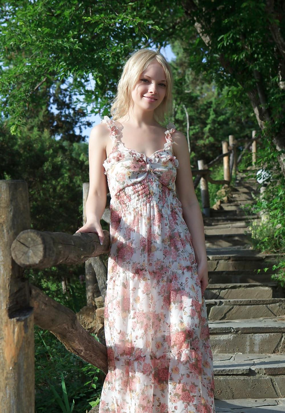 20P Cute Blonde in her Summer Dress