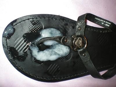 6P Play with Roxy's wife's leather flip flop