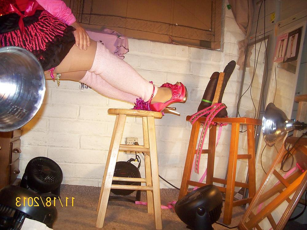 24P Tgirl BBC slut teases Carl's BBC in slutty showgirl outfit