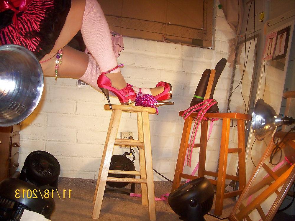 24P Tgirl BBC slut teases Carl's BBC in slutty showgirl outfit