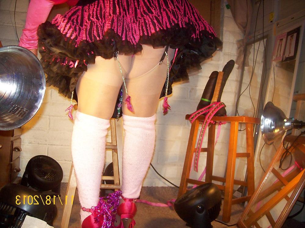 24P Tgirl BBC slut teases Carl's BBC in slutty showgirl outfit