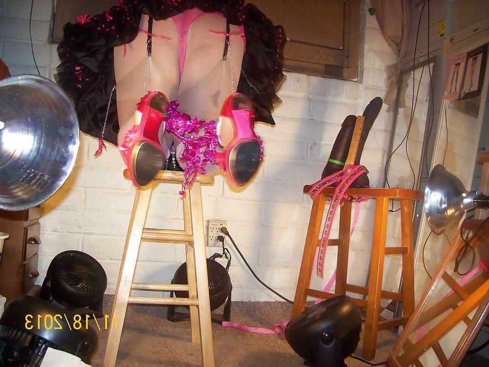 24P Tgirl BBC slut teases Carl's BBC in slutty showgirl outfit