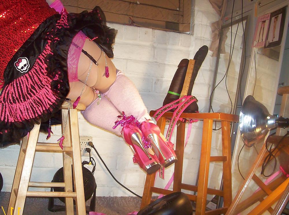 24P Tgirl BBC slut teases Carl's BBC in slutty showgirl outfit