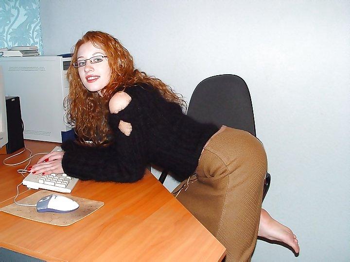 20P Red-haired secretary then hot  bitch