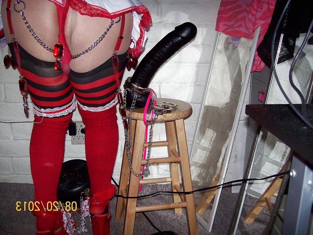 25P Tgirl BBC slut training for BBC in red slutty outfit