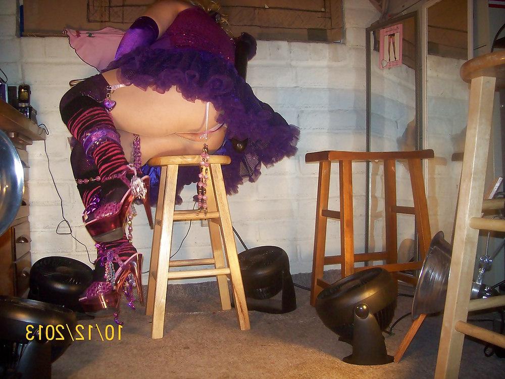 14P Tgirl BBC slut in purple outfit for a BBC gangbang 