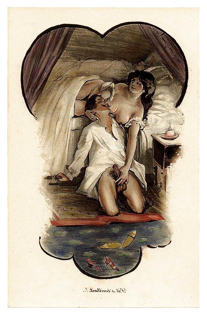 10P Them. Drawn Porn Art 29 - French Postcards 9