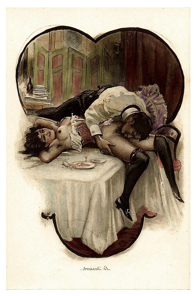 10P Them. Drawn Porn Art 29 - French Postcards 9