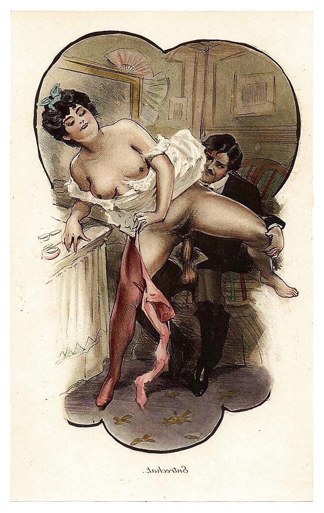 10P Them. Drawn Porn Art 29 - French Postcards 9