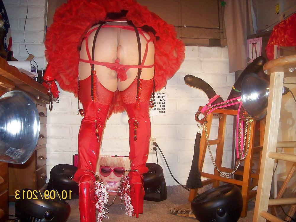 12P Tgirl BBC slut teases BBCs in slutty red fuck me outfit