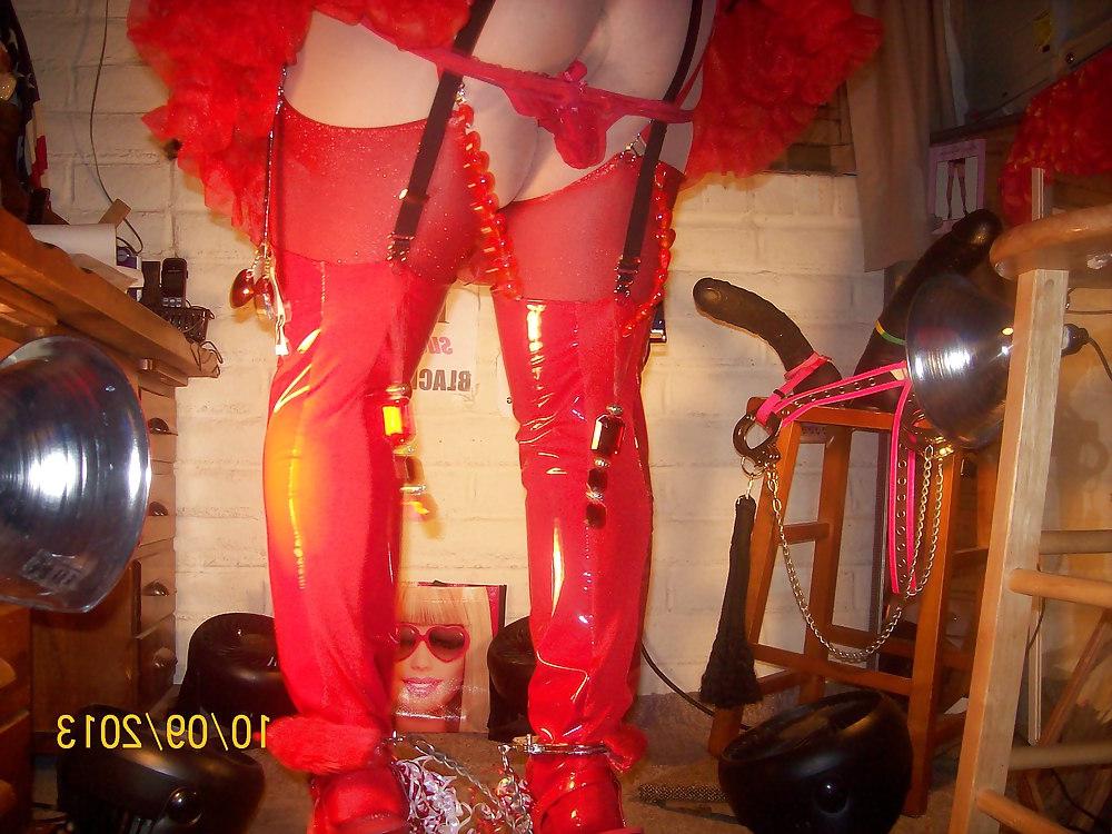 12P Tgirl BBC slut teases BBCs in slutty red fuck me outfit