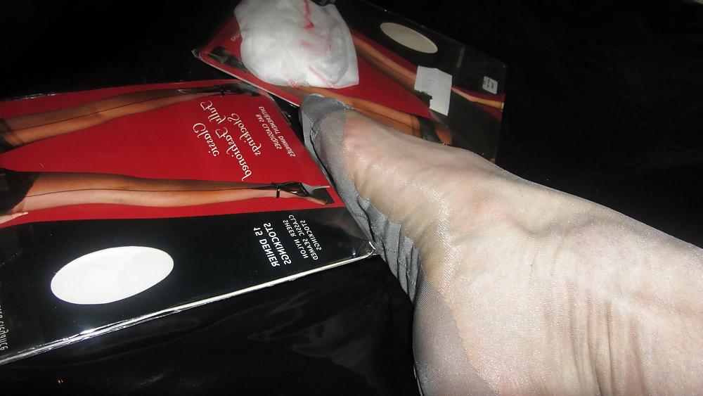 25P Rare grey Gio FF nylons, satin & nylon panties, condom Play 