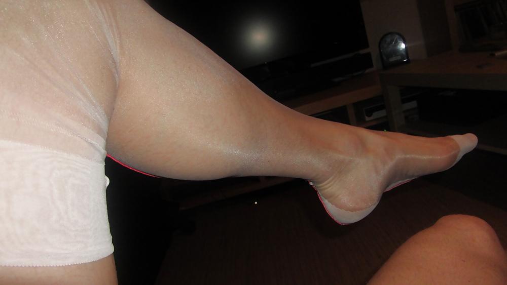 25P Rare grey Gio FF nylons, satin & nylon panties, condom Play 