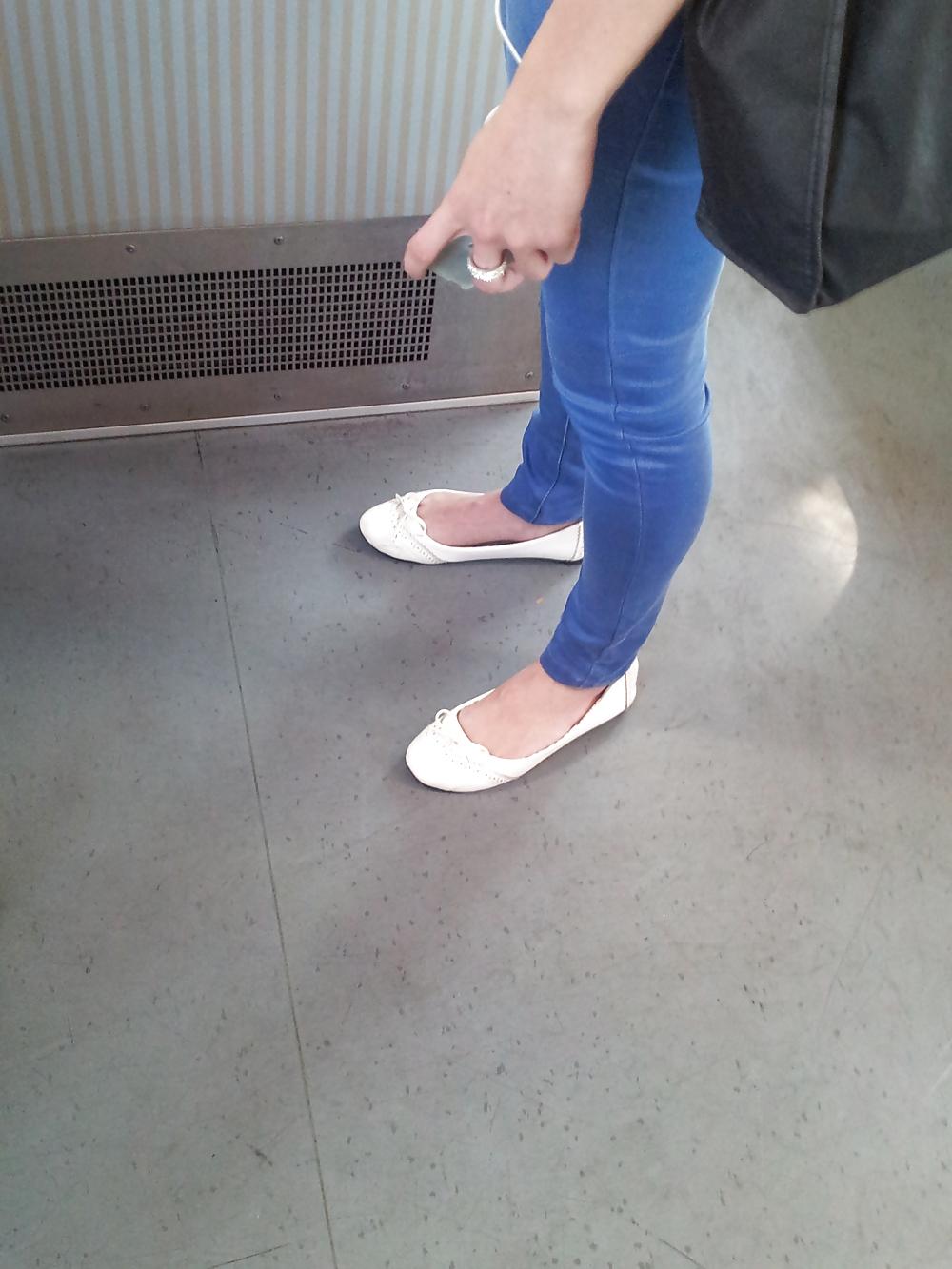 16P Candid shoes ballet flats ballerinas legs feet