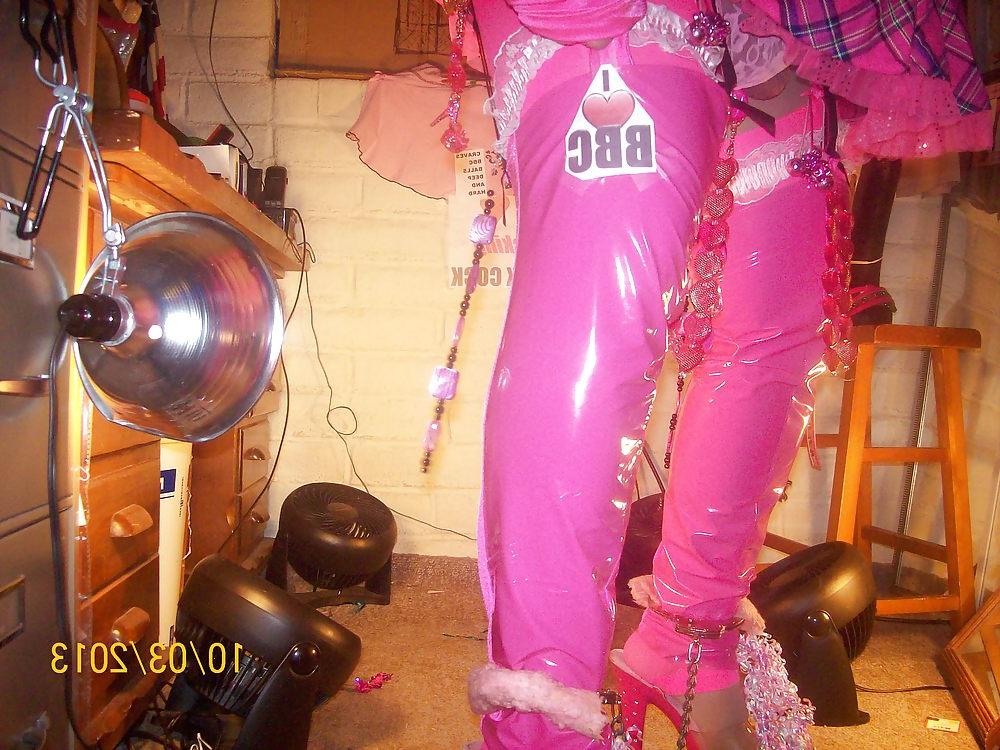 25P Tgirl BBC slut in hot pink naughty schoolgirl outfit